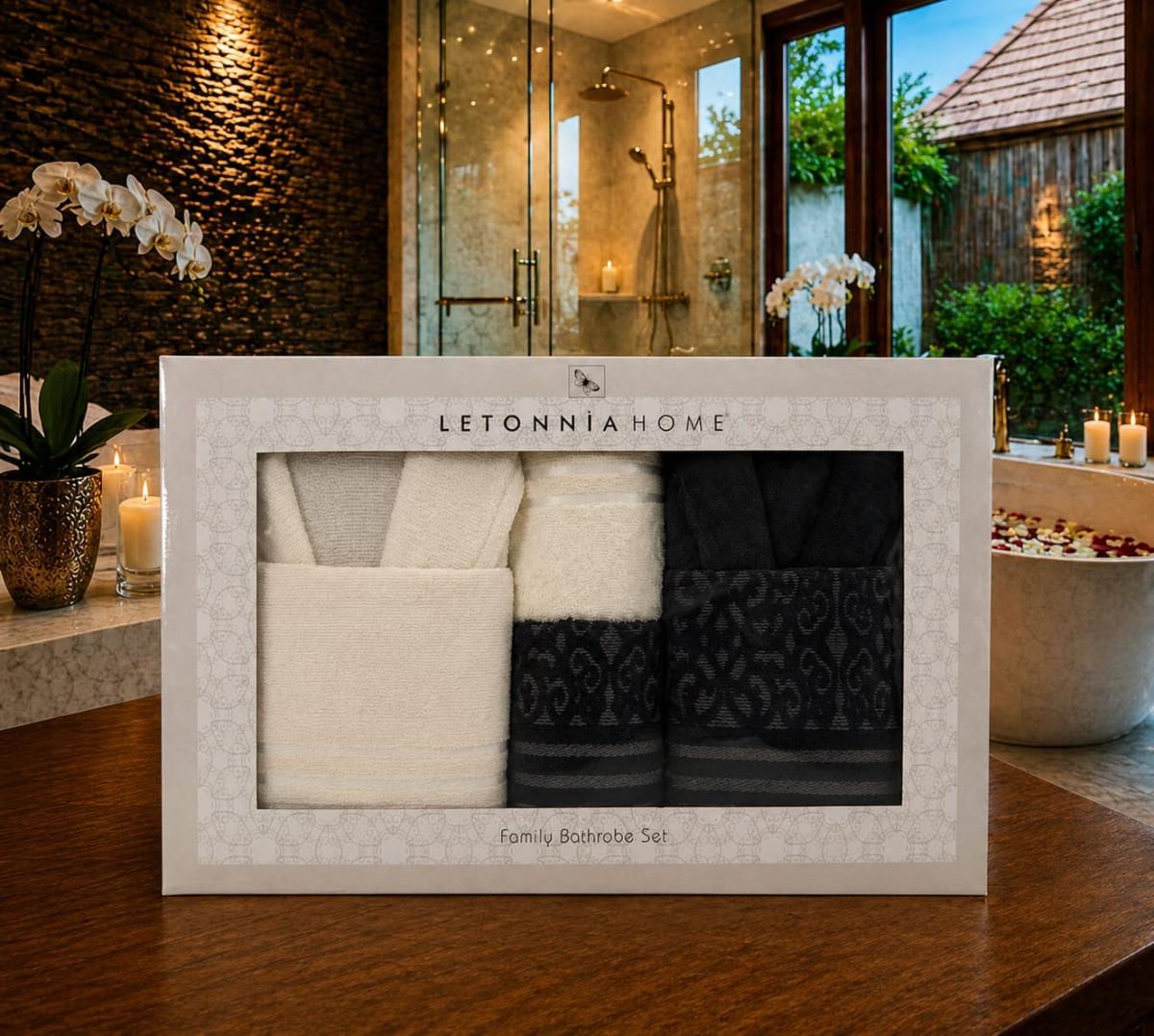 🔥Set Premium Răsfaț In Familie 6 Piece Baie 2 Buc Prosop Baie 70×130CM 2 Buc Prosop Fața 50×90CM 2 Buc Halate Bumbac 100% Marimi Universal🔥